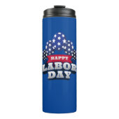 Gelukkige Dag van de Arbeid Rode Witte Blauwe Ster Thermosbeker (Voorkant)