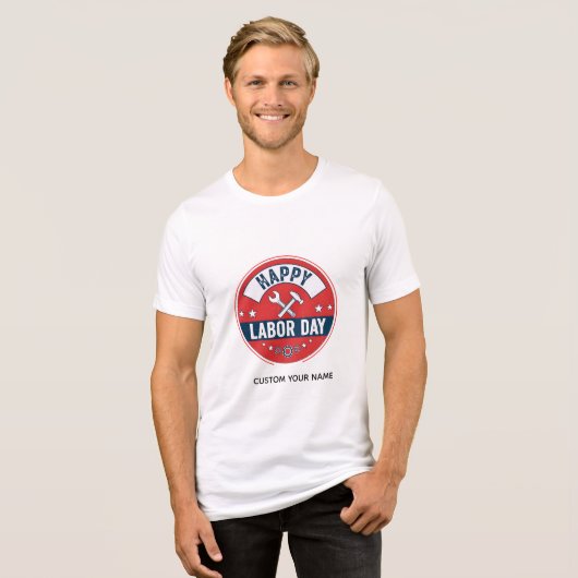 Gelukkige Dag van de Arbeid Tri-Blend Shirt (Voorkant volledig)
