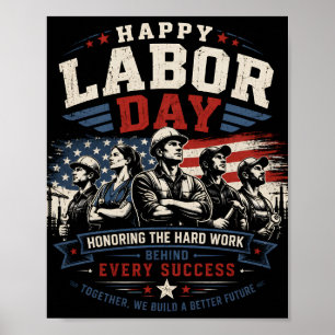 Gelukkige Dag van de Arbeid Vintage Amerikaanse Vl Poster