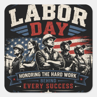 Gelukkige Dag van de Arbeid Vintage Amerikaanse Vl Vierkante Sticker