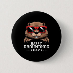 Gelukkige Dag van de Bosmarmot Dierenvriend Mannen Ronde Button 5,7 Cm