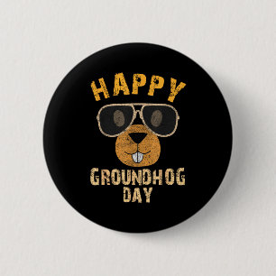 Gelukkige Dag van de Bosmarmot Grappige Bosmarmot Ronde Button 5,7 Cm