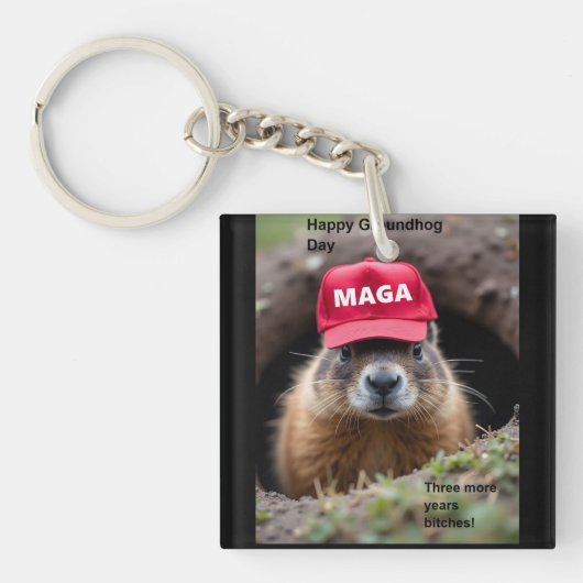 Gelukkige Dag van de Bosmarmot Sleutelhanger (voorkant)