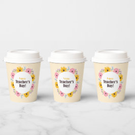 Gelukkige Dag van de Leraar Wilde Bloemen Papieren Bekers