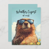 Gelukkige Dag van de Murmeldieren Grappige Kleurri Feestdagenkaart (Voorkant / Achterkant)