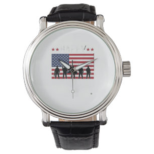 Gelukkige Dag van de Veteranen Vlag Silhouet Vecto Horloge