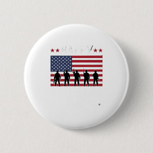 Gelukkige Dag van de Veteranen Vlag Silhouet Vecto Ronde Button 5,7 Cm