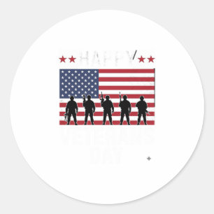 Gelukkige Dag van de Veteranen Vlag Silhouet Vecto Ronde Sticker