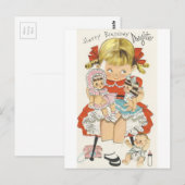 gelukkige dagdochter met poppen briefkaart (Voorkant / Achterkant)