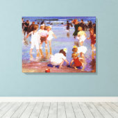 Gelukkige dagen op het strand (door E.H. Potthast) Canvas Afdruk (Insitu (Houten vloer))