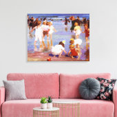 Gelukkige dagen op het strand (door E.H. Potthast) Canvas Afdruk (Insitu (Woonkamer))
