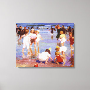 Gelukkige dagen op het strand (door E.H. Potthast) Canvas Afdruk