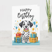 Gelukkige Dalmatiër met geschenken en Confetti Ver Kaart (Voorkant)