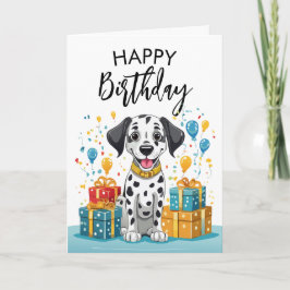 Gelukkige Dalmatiër met geschenken en Confetti Ver Kaart