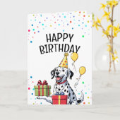 Gelukkige Dalmatiër met Partij Pet Verjaardag Kaart (Gele Bloem)