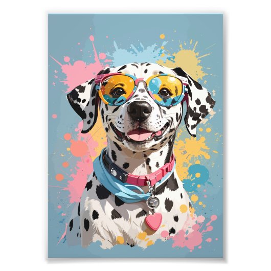 gelukkige Dalmatische hond gezicht illustratie Foto Afdruk (Voorkant)
