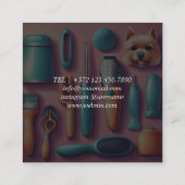 Gelukkige Dalmatische Hond Huisdier Grooming Servi Vierkante Visitekaartje (Achterkant)