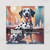 Gelukkige Dalmatische Hond Huisdier Grooming Servi Vierkante Visitekaartje (Voorkant)