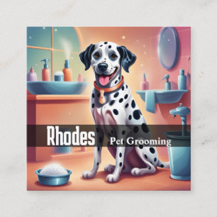 Gelukkige Dalmatische Hond Huisdier Grooming Servi Vierkante Visitekaartje