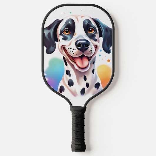 Gelukkige Dalmatische Hond Pet Pickleball Paddle (Voorkant)