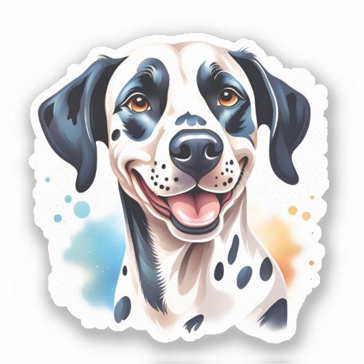 Gelukkige Dalmatische Hond Pet Sticker (Voorkant)