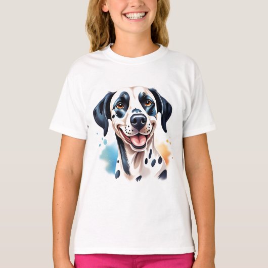 Gelukkige Dalmatische Hond Pet T-shirt (Voorkant)