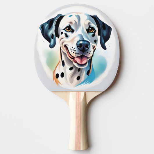 Gelukkige Dalmatische Hond Pet Tafeltennisbatje (Voorkant)