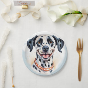 Gelukkige Dalmatische Hond Pet Wham-O Frisbee Papieren Bordje