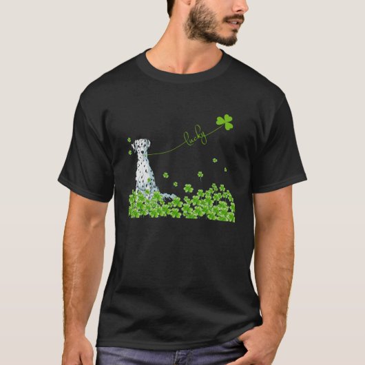 Gelukkige dalmatische hond Shamrock St Patrick dag T-shirt (Voorkant)