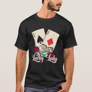 Gelukkige Dame Poker Speler Gokken Casino Speler T-shirt
