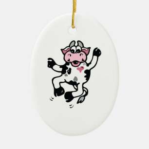 Gelukkige Dansende Koe Keramisch Ornament
