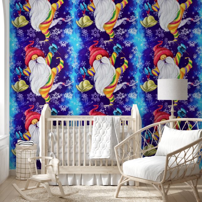 Gelukkige Danser Gnoom met Klokken Kerstmis Behang (Kinderen)