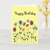 Gelukkige de bloemen & de vlinderskaart van de kaart (Gele Bloem)