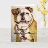 Gelukkige de buldogkaart van Vaderdag Kaart (Gele Bloem)