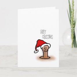 Gelukkige de cartoonworm van Kerstmis in een gat Feestdagen Kaart