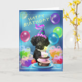 Gelukkige de poedelballons van de Verjaardag Kaart (Gele Bloem)