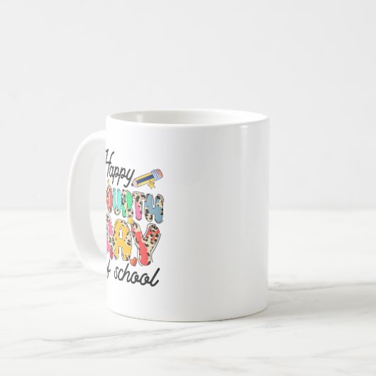 Gelukkige derde schooldag 2 koffiemok (Voorkant links)