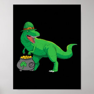 Gelukkige Dino-saurus St. Patrick's Dag Grappige T Poster