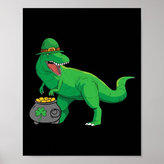 Gelukkige Dino-saurus St. Patrick's Dag Grappige T Poster (Voorkant)