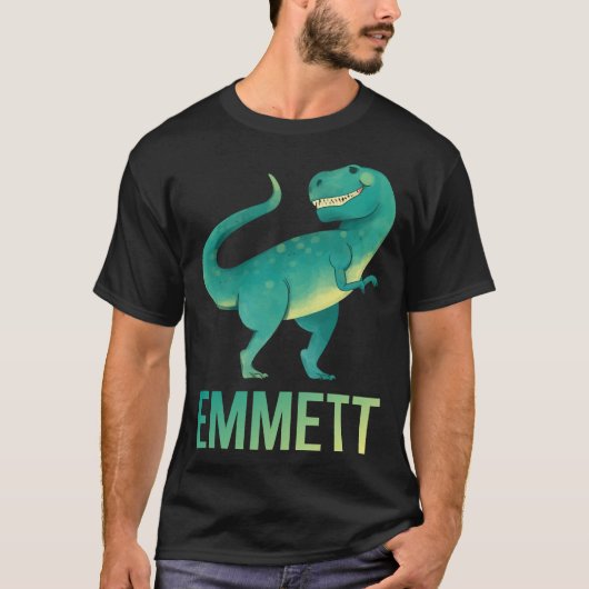 Gelukkige Dinosaurus - Emmett Naam T-shirt (Voorkant)