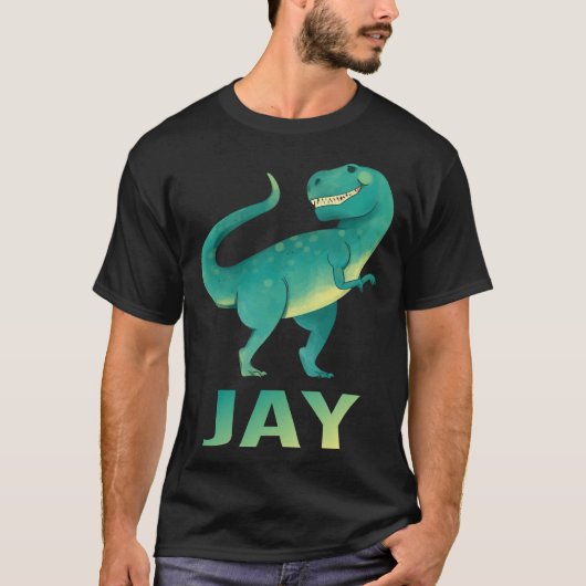 Gelukkige dinosaurus - Jay naam T-shirt (Voorkant)