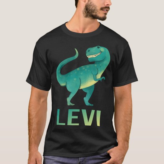 Gelukkige dinosaurus - Levi naam T-shirt (Voorkant)