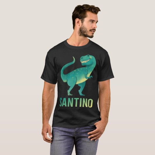 Gelukkige Dinosaurus - Santino Naam T-shirt (Voorkant volledig)