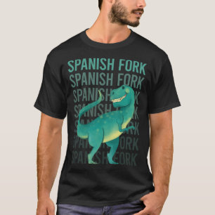 Gelukkige dinosaurus Spaanse vork T-shirt