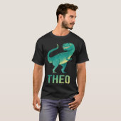 Gelukkige Dinosaurus - Theo Name T-shirt (Voorkant volledig)