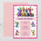 Gelukkige dinosaurussen verjaardagsuitnodiging kaart (Voorkant / Achterkant)