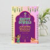 Gelukkige Diwali Diya en Firecrackers Feestdagenkaart (Staand voorkant)