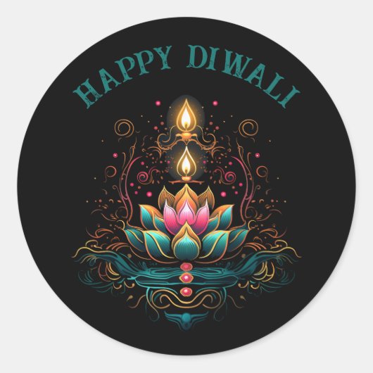 Gelukkige Diwali Hindu het Festival van het Licht Ronde Sticker (Voorkant)