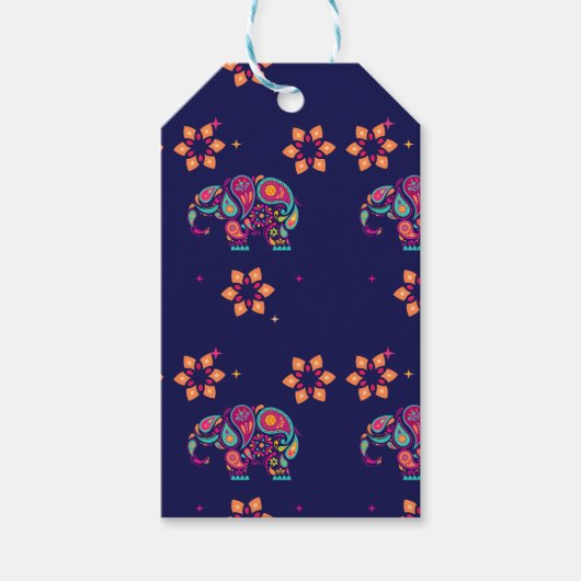 GELUKKIGE DIWALI INDIA INDISCHE OLIFANT MANDALA CADEAULABEL (Voorkant)