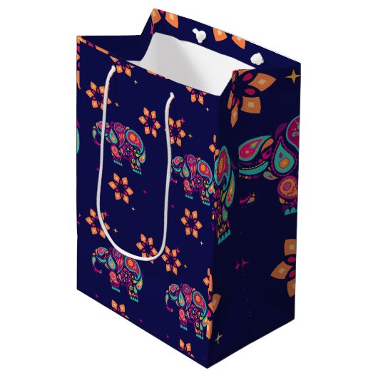 GELUKKIGE DIWALI INDIA INDISCHE OLIFANT MANDALA MEDIUM CADEAUZAKJE (Voorkant Gekanteld)